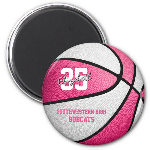 pink white girls basketball gifts w team name magnet