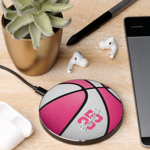pink white girls basketball tech accessories wireless charger 