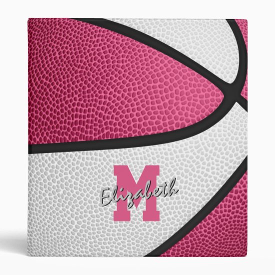 pink white girls monogrammed basketball