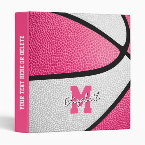pink white girls monogrammed basketball