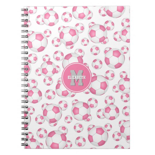 pink white girly sports soccer balls pattern  notebook