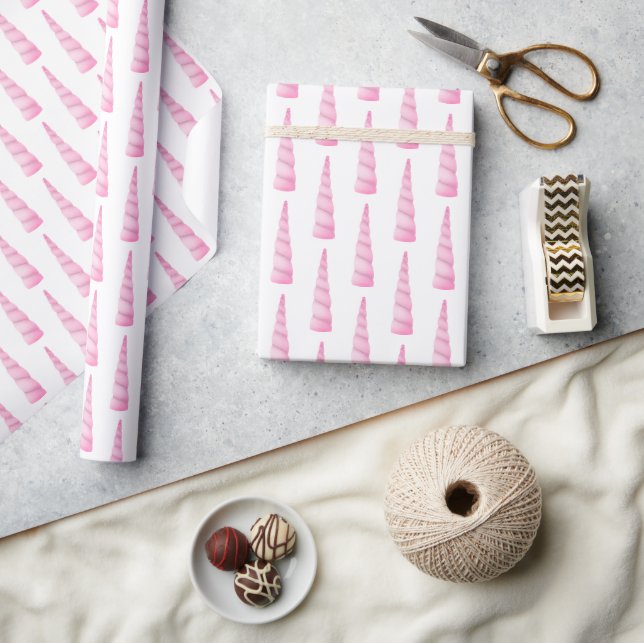 Pink White Glam Unicorn Birthday Wrapping Paper (Crafts)