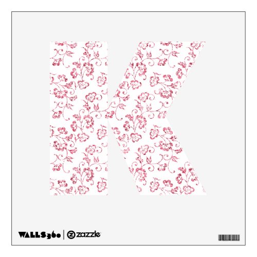 Pink White Glitter Floral Letter Wall Decal