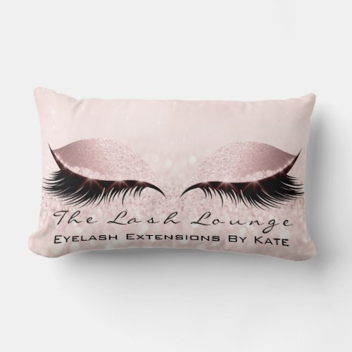 Pink White Glitter  Makeup Lashes Princess Pastel Lumbar Pillow