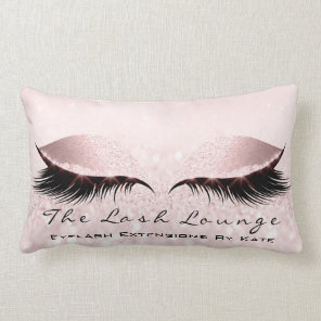 Pink White Glitter  Makeup Lashes Princess Pastel Lumbar Pillow