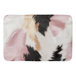 Pink White Gold Black Cowhide Animal Bath Mat
