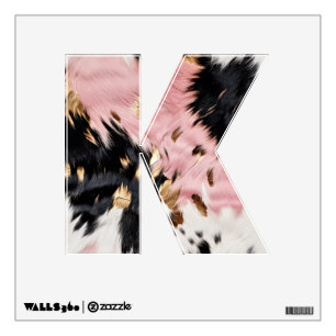 Pink White Gold Black Western Cowhide Letter  Wall Decal