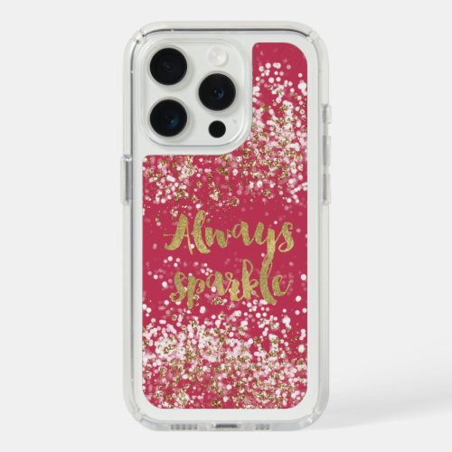 Pink White Gold Confetti Sparkle iPhone 15 Pro Case