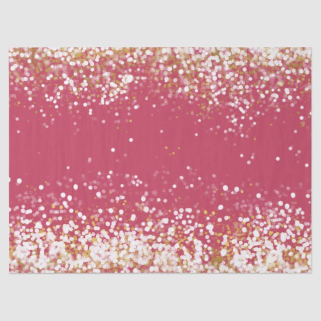 Pink White Gold Confetti Sparkle Tissue Paper (Front)