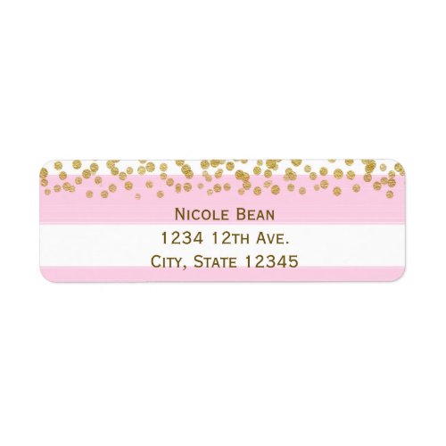 Pink White  Gold Faux Confetti Address Labels
