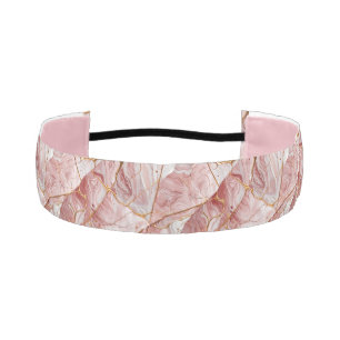 Pink White Gold Glass Elegant Marble Aesthetic Athletic Headband