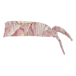 Pink White Gold Glass Elegant Marble Aesthetic Tie Headband