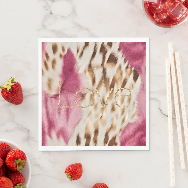 Pink White Gold Southwest Cowgirl Glitter Love Napkins (Insitu)