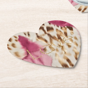 Pink White Gold Southwest Cowgirl Glitter Love Paper Coaster