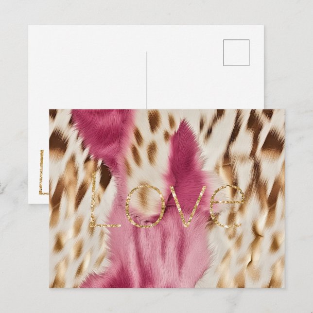 Pink White Gold Southwest Cowgirl Glitter Love Postcard (Front/Back)