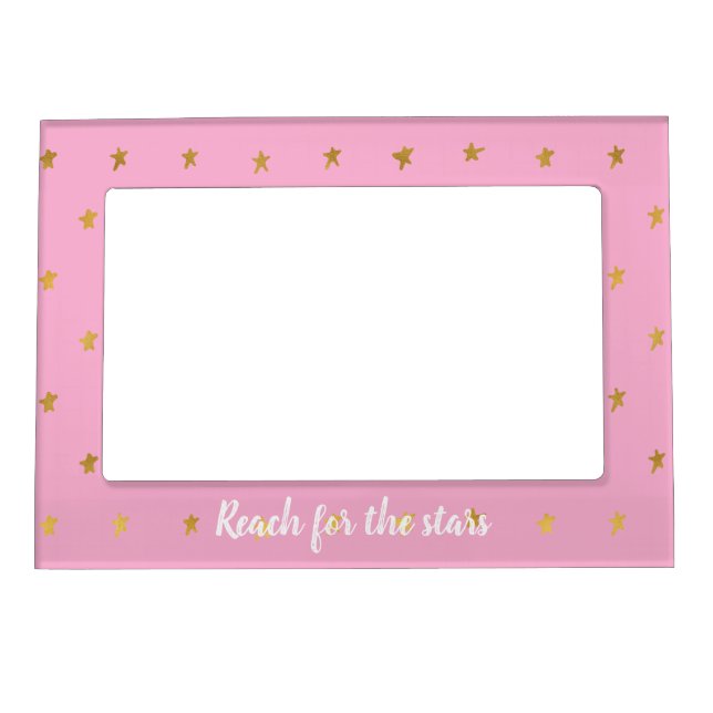 Pink White Gold Stars  Magnetic Frame (Front)