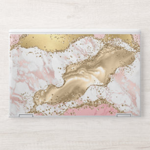 Pink White Golden Mauve Glitter Marbled Agate HP Laptop Skin