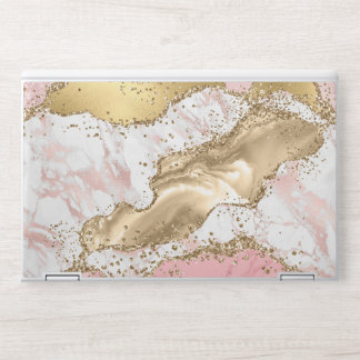 Pink White Golden Mauve Glitter Marbled Agate HP Laptop Skin