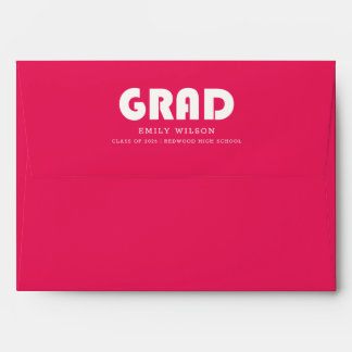 Pink White Grad Graduate Graduation Envelope