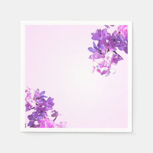 Pink & White Gradient Napkin With Flowers (Front)