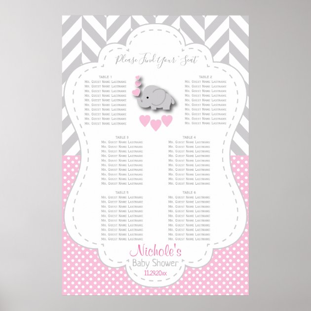 Table Seating Chart Baby Shower