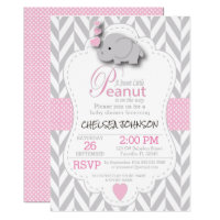 Pink, White Gray Elephant 🐘 Baby Shower 2 Invitation