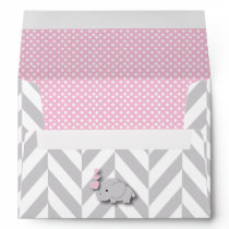 Pink, White Gray Elephant Baby Shower Envelope