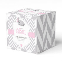 Pink, White Gray Elephant Baby Shower Favor Boxes