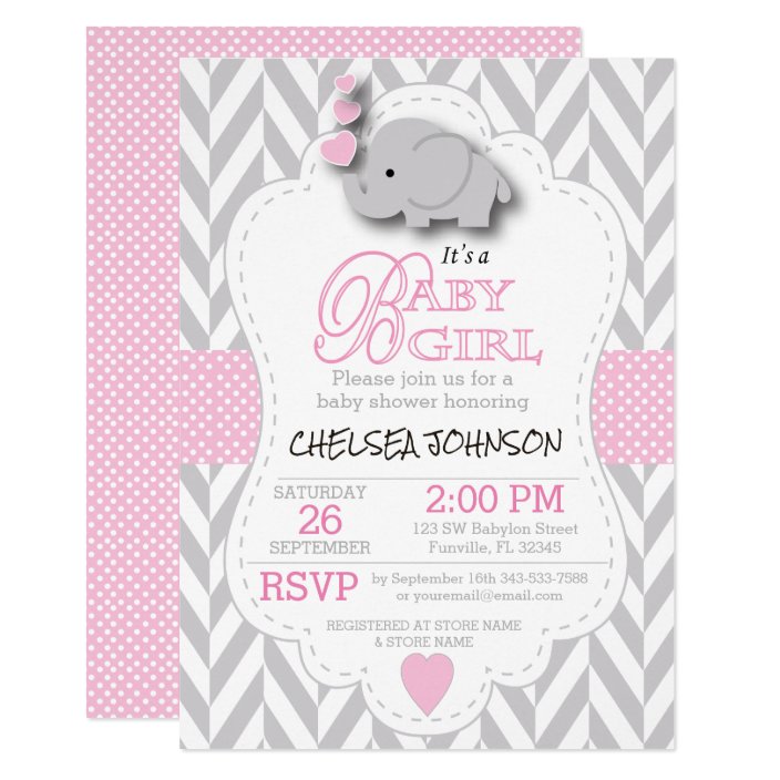 pink and grey elephant baby shower