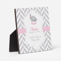 Pink, White Gray Elephant Baby Shower Plaque