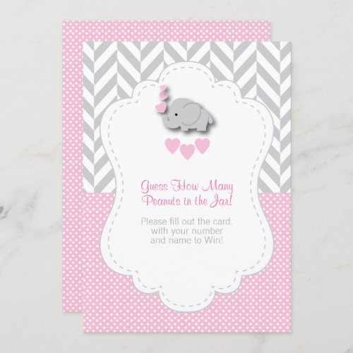 Pink White Gray Elephant   _ Game Instructions Invitation