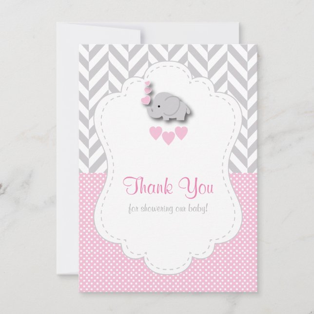 Pink, White Gray 🐘 Elephant Thank You (Front)