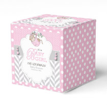 Pink, White Gray Monkey Baby Shower Favor Boxes