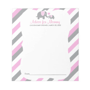Pink, White Gray Stripe Elephant - Advice Notepad