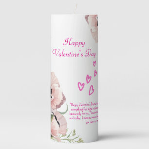 Pink White Green Elegant Valentine Card Pillar Candle