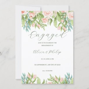  Pink White Green Modern wedding Invitation