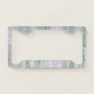 Pink White Green Stripes Sparkle License Plate Frame