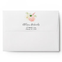 Pink white greenery watercolor floral elegant envelope Pink white greenery watercolor floral elegant envelope
