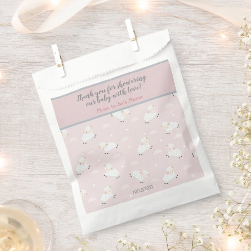 Pink White Grey Baby Lambs _ Its a Girl Favor Bag