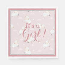 Pink White Grey Baby Lambs - It's a Girl!  
