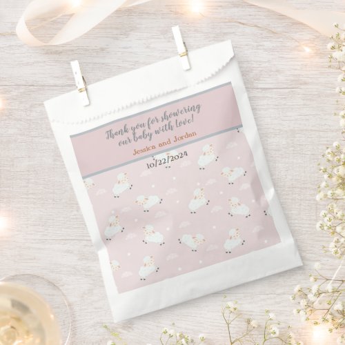 Pink White Grey Baby Lambs _ Its a Girl Shower  Favor Bag