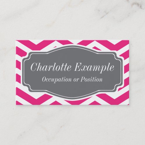 Pink White Grey Chevron Personal Business Card