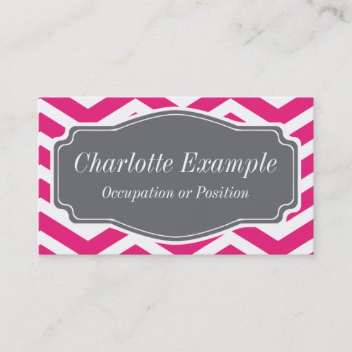 Customizable Pink White Grey Chevron Personal Business Card