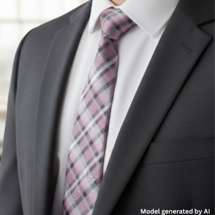 Pink White Grey Plaid Pattern – Trendy Tartan Neck Tie
