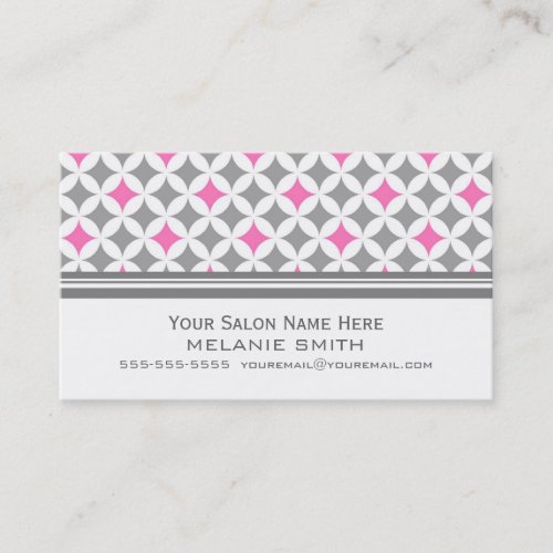 Pink White Grey Salon Appointment Cards Business Card Template
