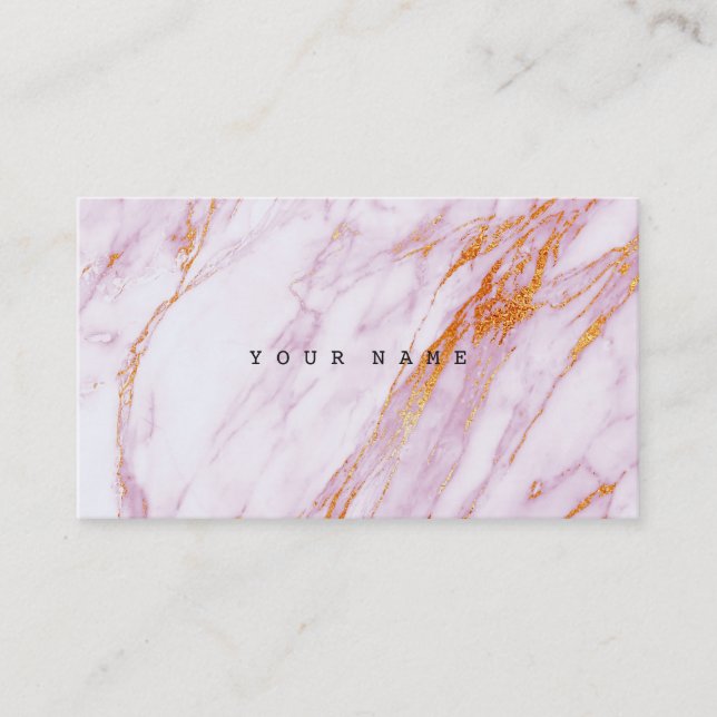 Pink White Grungy Gold Marble Vip Business Card (Front)