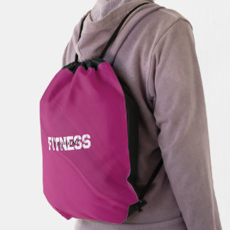 Pink White Gym Yoga Workout Drawstring Bag