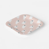 Pink & White Halloween Ghost & Pattern Paper Paper Plates (Angled)