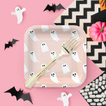 Pink & White Halloween Ghost & Pattern Paper Paper Plates<br><div class="desc">We've designed and illustrated this fun Halloween theme pattern design paper plates. Our design features a fun Halloween pattern with a fun white ghost pattern. Perfect to celebrate Halloween. Designed by Moodthology Papery</div>