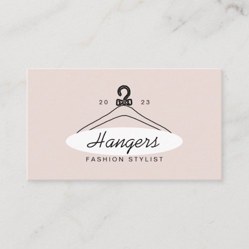 Pink White Hanger Fashion Stylist Business Card